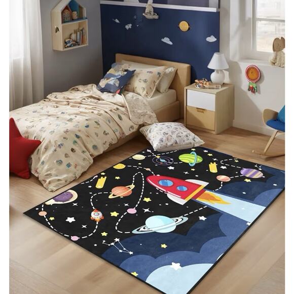 Kids Space Rug Planets Solar System Playroom Bedroom Area Rug 4.5x6 New - Picture 3 of 7